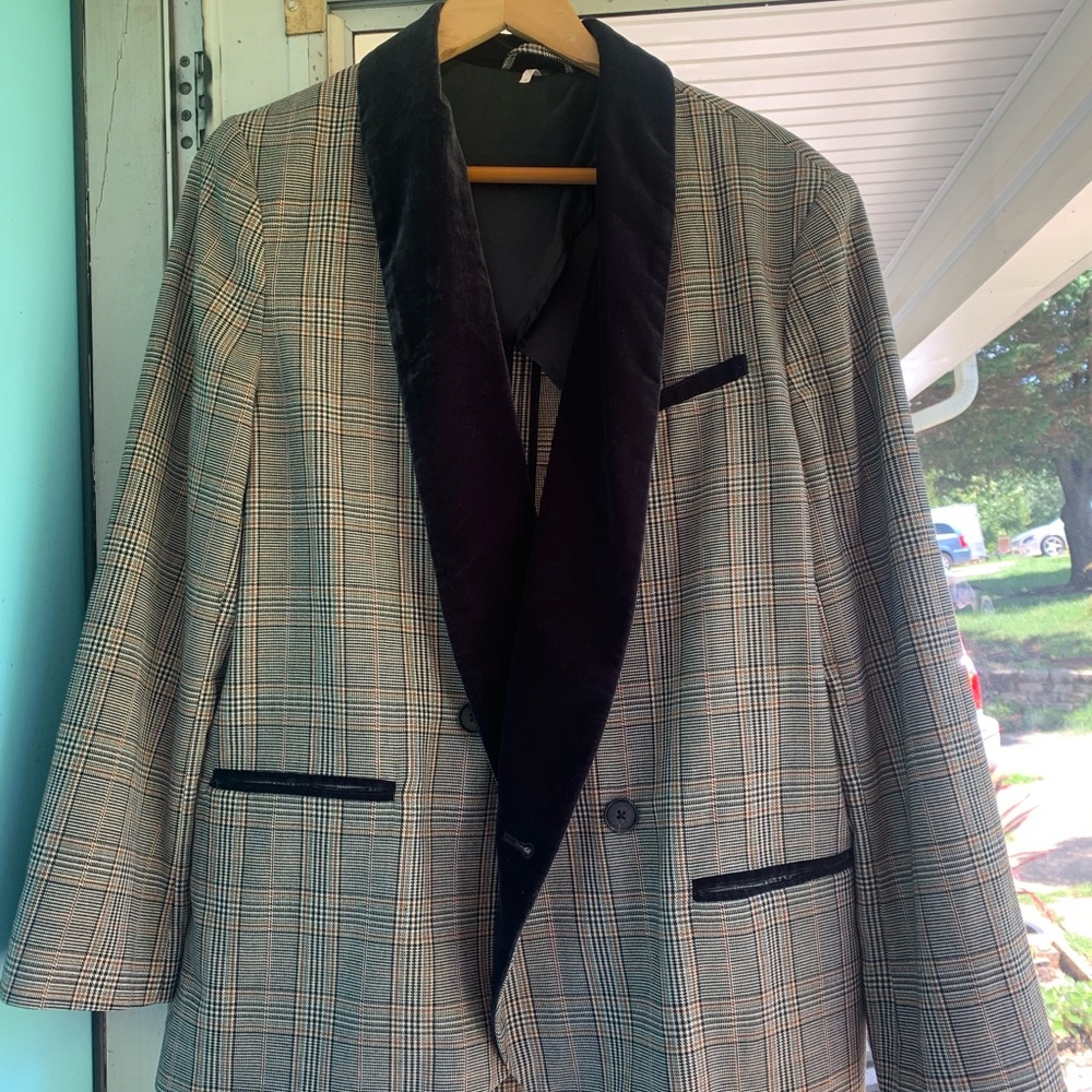 Free people velvet detailed blazer sz small